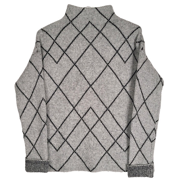 Christian Siriano XL Sweater Mock Neck Wool Blend Diamond Check Pattern Gray EUC - Picture 2 of 9